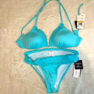 NWT! Salt + Cove teal blue push-up top and bottom bikini set